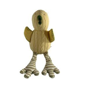 Pottery Barn Kids Duck Plush Stuffed Animal Cable Knit 18" Long Pale Yellow Toy